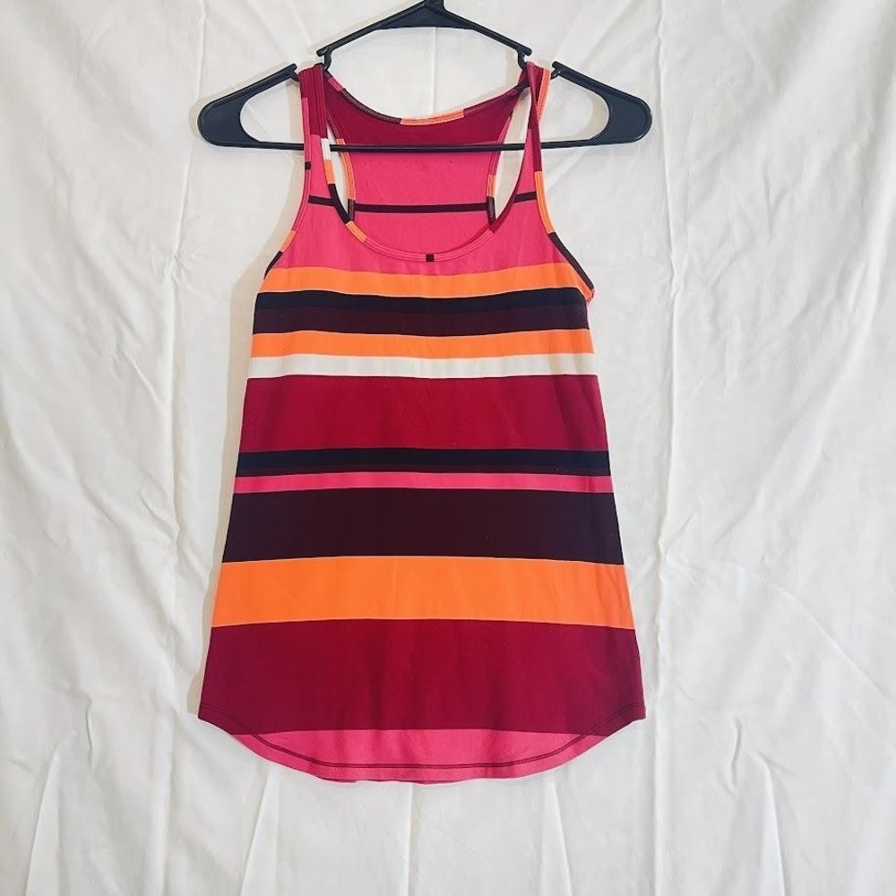 Lululemon Tank Top Womens Small Multicolor Striped Racerback Athletic Gym Shirt
